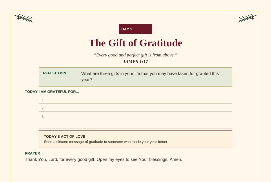 Preview page from A Cozy Christmas — Day 1: The Gift of Gratitude