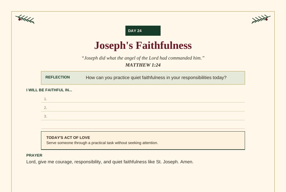 Preview page from A Cozy Christmas — Day 24: Joseph's Faithfulness