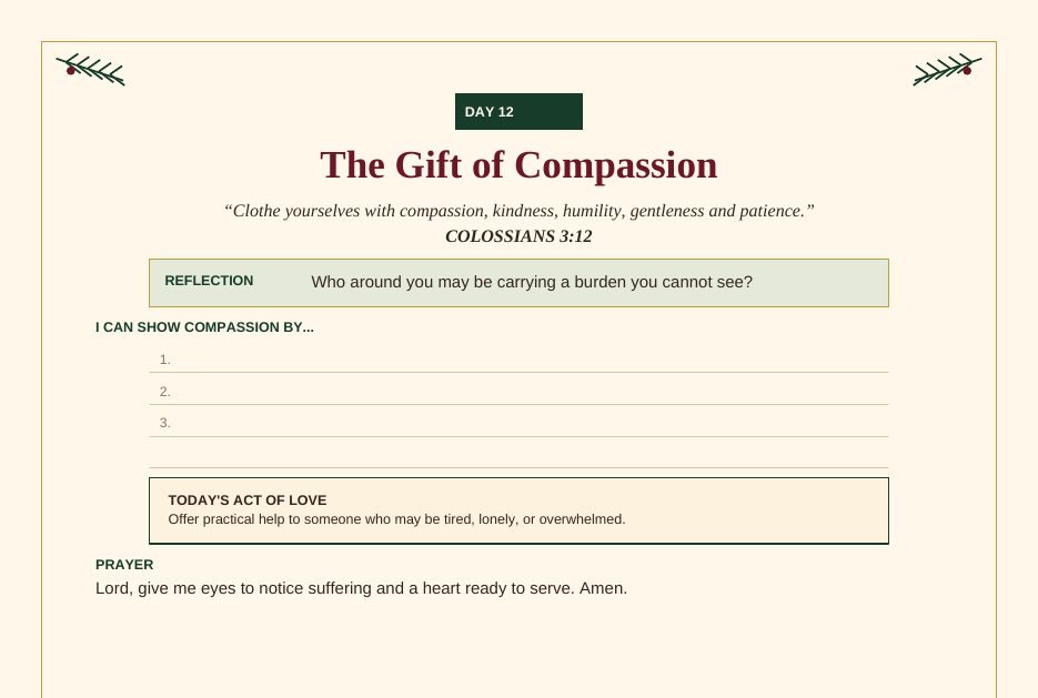 Preview page from A Cozy Christmas — Day 12: The Gift of Compassion
