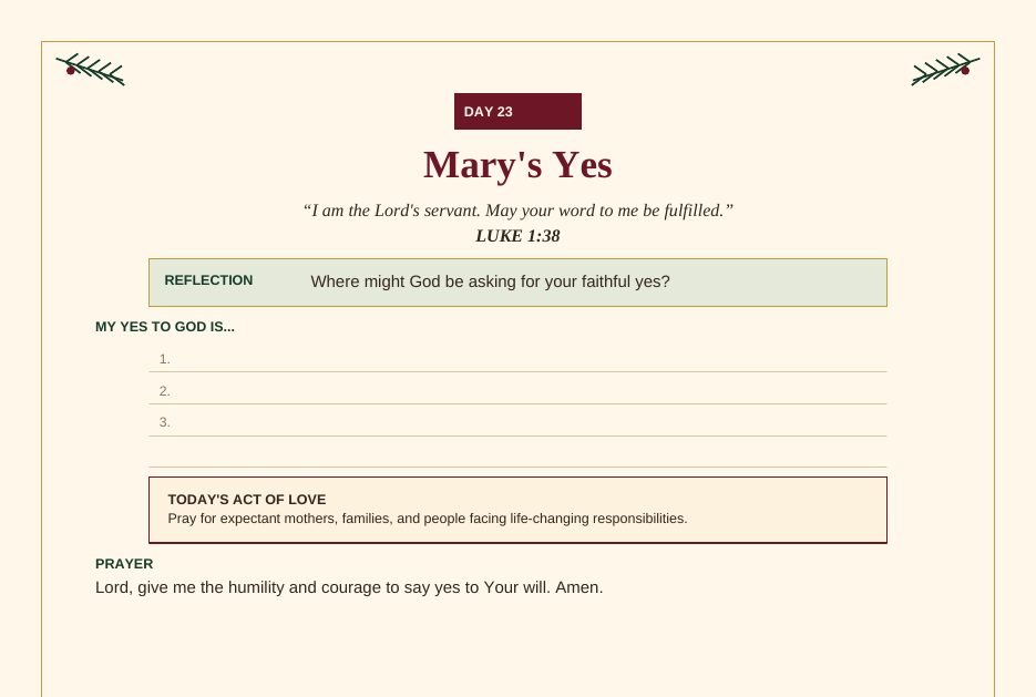 Preview page from A Cozy Christmas — Day 23: Mary's Yes